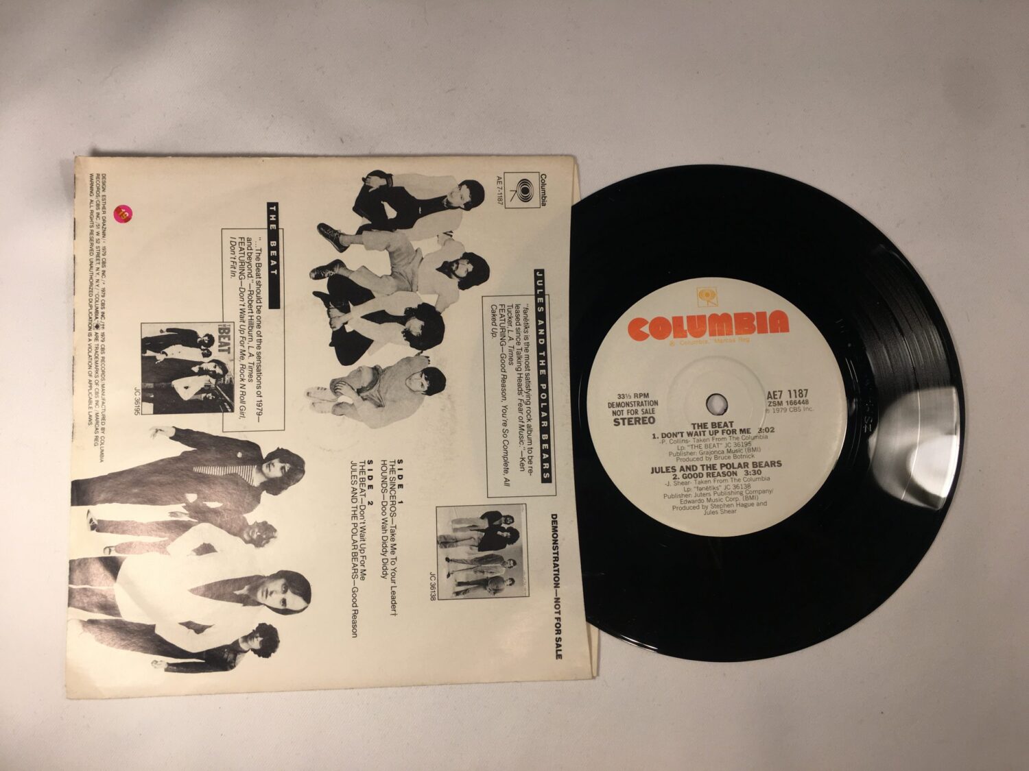 Now Wave Columbia Records Sampler 7" Vinyl 45 RPM Beat Jules & the Polar Bears Hounds - Vintage