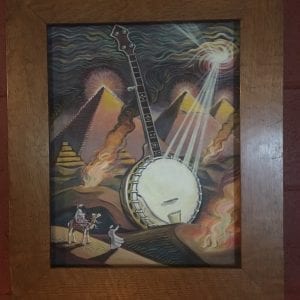 "Banjo Of God" Original Painting by Sylvia Massy Signed Acrylic Framed