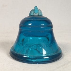Telephone Pioneers of America Art Glass Bell Paperweight Blue Vintage Collectable