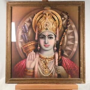 Hindu Devotional Art Vishnu Framed Antique India Original Mounting Glass RARE!!!