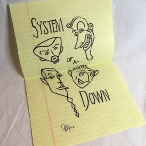 System Of A Down SOAD Original Artwork by Sylvia Massy Debut Album RARE!!!!!! Drawing Cartoon Caricature "Sugar"