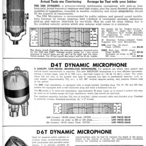 American Microphone Co. Spec Sheet D9A D4T D6T FREE DOWNLOAD!!! Dynamic Mic Data Information