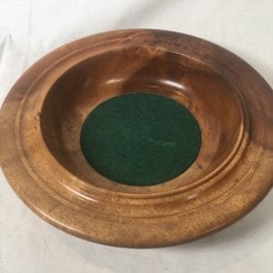 Church Collection Dish Vintage Myrtlewood with Green Felt Original Antique Offering Plate