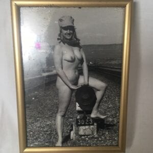 Amtrak Railroad Fan Naked Girl Original Vintage Photo Framed Girls Love Trains and Engineers >>> Nude Cheesecake!