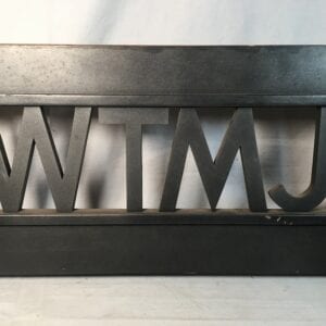 WTMJ "The Milwaukee Journal" Radio Station Call Letters Vintage Custom Wood Sign Hinged Reading Music Stand Early Broadcasting