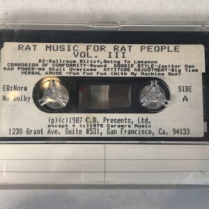 "Rat Music For Rat People - Vol. III" Compilation Cassette Promo Pre-Release 1987 Punk Rock! Corrosion of Conformity Raw Power Doggie Style