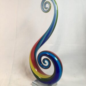Murano Glassware Swirl Art Glass Hand-Crafted Multi-Color Italian Beautiful and Perfect All-Glass Abstract Rainbow Sculpture