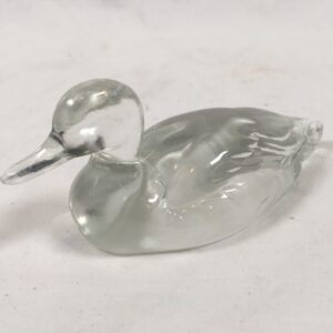 Mysterious Crystal Duck - Baccarat Style Leaded Glass Paperweight Frosted Base