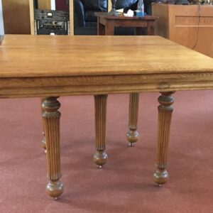 Oak Table Antique Square 5-Legs Reeded Design Vintage Casters Strong, Handsome and Unusual >>>