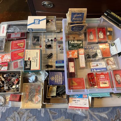 Vintage Turntable Accessory Lot – Stylus Needles Belts Gauges Cartridges Caps Weights